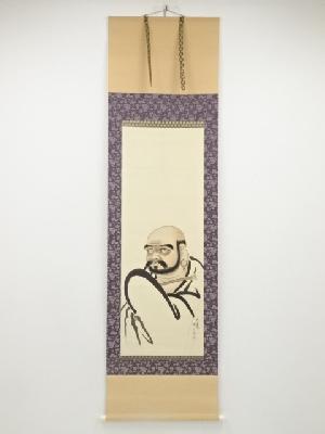 宮田司山筆　達磨図　肉筆絹本掛軸（保護箱）